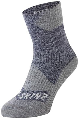 SEALSKINZ calcetín impermeable hasta el tobillo para todo tiempo – azul marino/gris, M