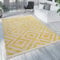 Paco Home Moderner Outdoor Teppich Geometrisches Rauten-Muster im Vintage-Look Flachgewebe Wetterfest & Pflegeleicht für Garten, Terrasse & Balkon, Gelb Weiß, Grösse:60x100 cm