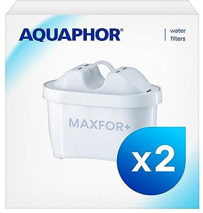 AQUAPHOR Maxfor+ Replacement Filter Cartridge Pack of 2 - Compatible with All Aquaphor Maxfor+ Filter jugs and Brita Maxtra+ Reduces limescale, Chlorine and Other impurities.