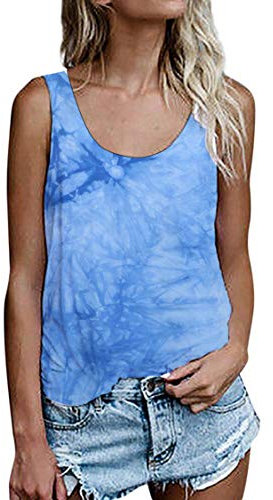 Damen Shirts Ärmellose Sommer Tunika Loose Fit Tank Tops (964Hellblau, X-Large)
