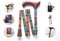 Merry Sticks Faltbarer Verstellbarer Designer Gehstock, Faltstock, Tartan Rot, Enthält eine praktische Stocktasche und EIN Intelligenter Reflektierender Stockhalter