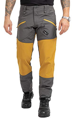 Rock Creek Herren Softshell Hose Cargohose Outdoorhose Wanderhose Herrenhose Wasserdicht Skihose Arbeitshose Winterhose Trekkinghose H-245 Dunkelgrau 2XL