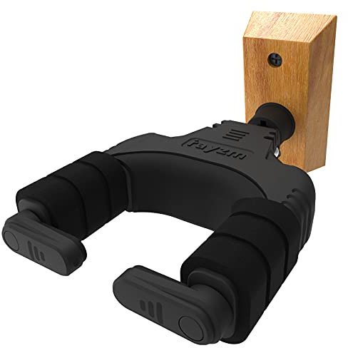 Rayzm Guitar Hanger,Gravity Auto-Lock Guitar Keeper for Flat Wall Mount,Sturdy Instrument Bracket Hook Holder for Classical/Acoustic/Electric Guitars,Mandolin& Banjo,Self-locking Guitar Hook,wood base