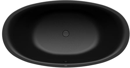 Kaldewei Badewanne Ellipso Duo Oval Freistehend Modell 232-7 190 x 100 x 44 cm, bestehend aus beschichtetem Spezial PUR, inkl. flexiblem Ablaufschlauch und Sonderfußgestell, schwarz matt