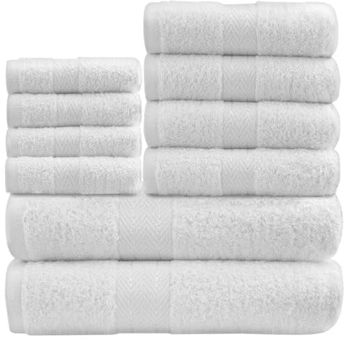 GC GAVENO CAVAILIA Asciugamani morbidi, set da 10 asciugamani da bagno, asciugamani assorbenti di alta qualità, 4 per il viso, 4 per le mani e 2 asciugamani da bagno, set di asciugamani lavabili da