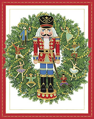 Caspari 5 x Christmas Greeting Cards Notelets & envelopes - Nutcracker - 118mm x 153mm