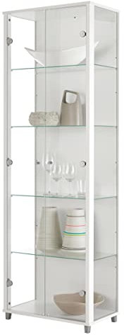 möbelando Vitrine Glasvitrine Standvitrine Vitrinenschrank Berlin X Weiß