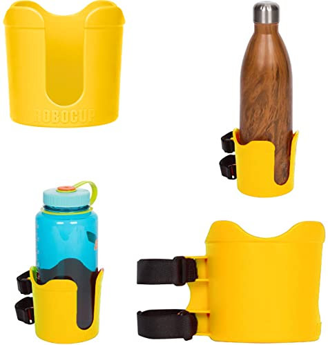 ROBOCUP Plus, (Yellow), Add-On Accessory XL Extension Cup Holder, Larger Drink Capacity, Perfect for Boats, Sports, Work and fits Nalgene, HydroFlask, Yeti, Mugs, Wine Glasses, Tumblers. Made in USA.