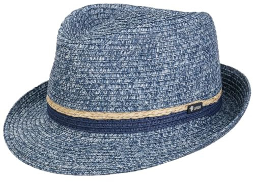 LIPODO Sombrero de Paja Januco Trilby Mujer/Hombre - Made in Italy para el jardín Sol Playa Verano Primavera/Verano - M (56-57 cm) Azul-mélange