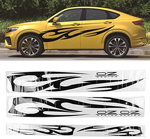 Auto Auto Karosserie Seitenaufkleber, PVC-Karosserie-Streifen-Aufkleber-Aufkleber , 3pcs Auto-Karosserie-Aufkleber Flammen-Abziehbilder Wasserdicht Stark Klebend Stilvolles Dekor Universal