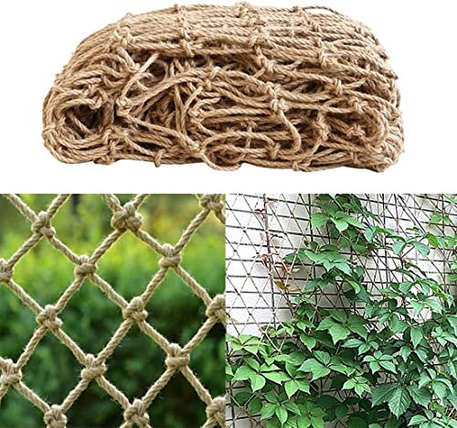 2m X 5m Jute-Netz für Kletterpflanzen, Gemüse, Läufer, Bohnen, süße Erbsen, biologisch abbaubar, kompostierbar, umweltfreundlich, natürliches Netz mit Jute-Schnur zur Befestigung