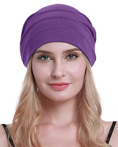osvyo Baumwolle Chemo Hüte Soft Caps Krebs Kopfbedeckungen für Frauen Haarausfall versiegelt Verpackung PURPEL