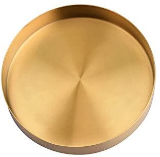 UPTALY 1 pz vassoio per piante in acciaio inossidabile (22 cm x 2.6 cm), vassoi rotondi per vasi di fiori, vassoio per vasi di fiori dorati, grandi piattini per vasi in metallo