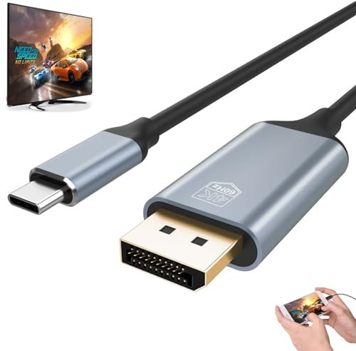 USB C to Displayport Cable -Thunderbolt USBC Display Port Adapter 4K 60Hz DP Cord for MacBook Surface Dell HP Laptop Android Phone Device Samsung Galaxy S22 S21 S20 S10 S9 Note 20 10 Dex to Monitor TV
