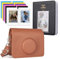 HIYQIN Mini Evo Camera Case with Photo Album/Accessories - Protective Leather Case Compatible with Fujifilm Instax Mini Evo Instant Camera - Brown+Black