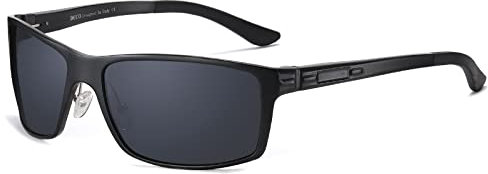 DUCO Sonnenbrille Polarisiert Herren Metallrahmen Männer Sportbrille Ultraleichte Fahrerbrille Radsportbrillen UV400-Schutz DC9018 (Schwarz)