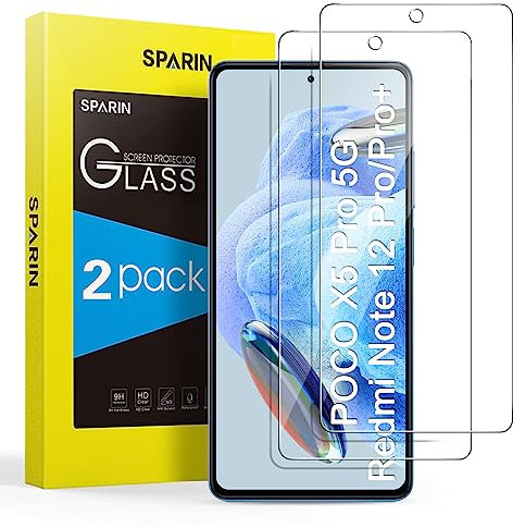 SPARIN Protector de Pantalla para Xiaomi Redmi Note 12 Pro 4G/5G,Redmi Note 12 Pro+(Pro Plus) 5G y Poco X5 Pro 5G,2 Piezas cristal templado Alta Definición