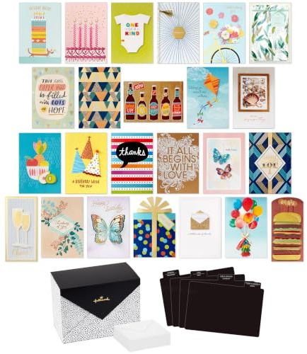 Hallmark Pack of 24 Handmade Assorted Boxed Greeting Cards, Painted Dots—Birthday Cards, Baby Shower Cards, Wedding Cards, Sympathy Cards, Thinking of You Cards, Thank You Cards