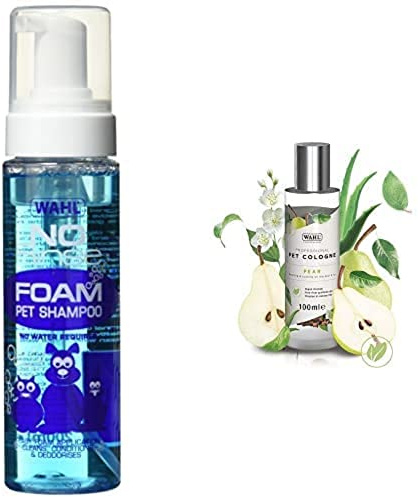 Bundle of Wahl No Rinse Shampoo, Shampoo for Pets, Smartgroom, 200 ml+ Wahl Dog Perfume Spray, Pets Cologne, Pear Scent 100 ml