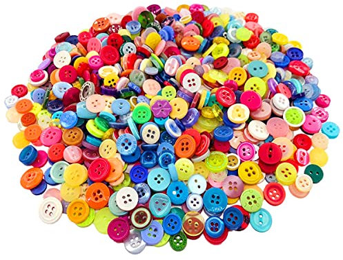 1000 Stück Bunte Knöpfe, Gemischte Farben und Größen Bastelknöpfe, für Kinder DIY, Painting, Geschenk Deko, 9/10/11 cm