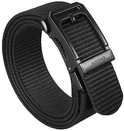 JUKMO Automatik Taktischer Gürtel Herren, 3,8cm Nylon Ratsche Arbeit Gürtel (Schwarz, M-für Taille 91cm-105cm (Länge 125cm))
