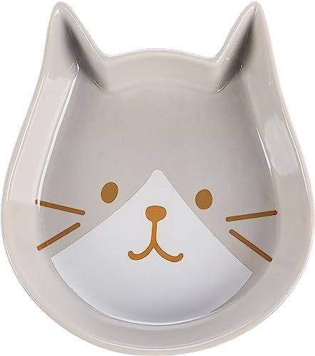 Flamingo Gamelle pour Chats Kapo céramique Gris tête - 250ml - 13x13x3cm - Gamelle pour la Nourriture et l'eau pour Chat