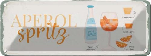 vianmo Blechschild 10x27 cm Aperol Spritz Cocktail Recipe Deko Geschenk Metall Schild