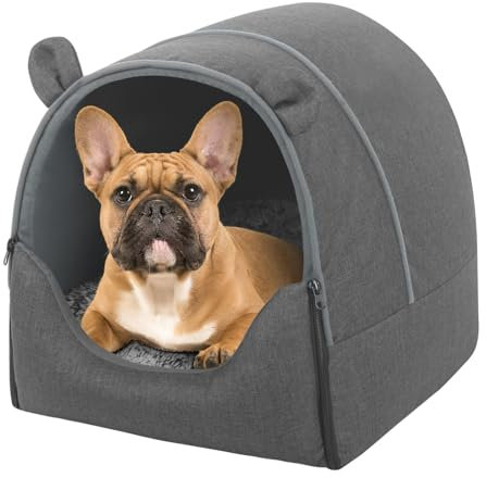 EUGAD Hundehöhle kleine Hunde, Katzenhöhle große Katzen 52x46x52cm M, Hundehaus drinnen indoor, Hundehütte Stoff, Katzenhaus winterfest, Kuschelhöhle Hund, Schlafhaus Haustierhaus zuhause, Grau 0041GD