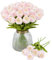 LUWENER 15Pcs Künstliche Tulpen Rosa,Latex Tulpen Blumen, Gefälschte Tulpen Blumen Rosa für Brautsträuße, Haus, Party, Büro, DIY Blumenarrangements