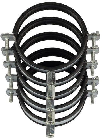 Pack 5 Abrazaderas metálicas para tubo, metálica Isofonicas | abrazadera de acero | grandes diámetros | abrazadera para pared tubos con tornillo (5, 100mm)