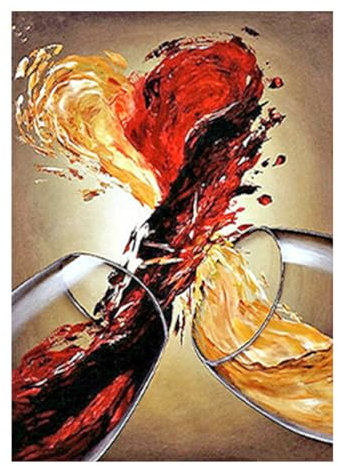 SHEGZHUC Diamond Painting Verre à Vin Rouge Champagne 40x50cm Diamond Painting Love Coeur Broderie Diamant Amour Diamond Caf Broderie Peinture Cuisine Broderie Diamant Bar et Café Cœur Vin Champagne