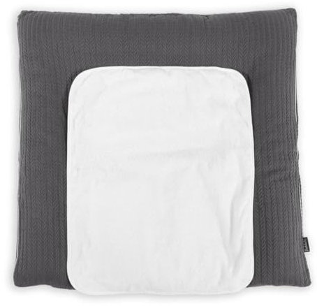 Puckdaddy Nova | Zopfstrick-Muster in Anthrazit | Wickelauflage 77x75cm | 100% Baumwolle | OEKO-TEX geprüft | Weiche und sichere Wickelunterlage für Babys | Optimaler Komfort und Stil