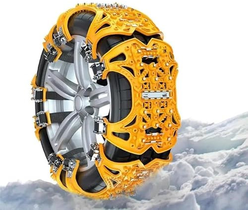 SSIMOO Auto Schneeketten,für Citroen C1 C2 C3 C3-XR C4 C5 C5-Cross,Verstellbare Universal,für Reifenbreite 165-275mm,Yellow-12 pcs