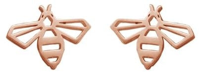 Lovely Honey Bee Stud Earrings Stainless Steel Bumblebee Hollow Bees Cartilage Studs Earring for Women Girls Simple Jewelry Gifts (Rose Gold)