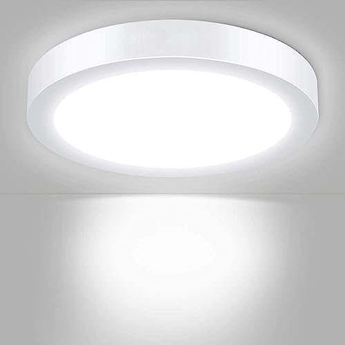 DLLT 6W Plafonnier LED Rond Ultra Plate Lampes de Plafond, 480LM Blanc Froid Naturel 6000K, Ø12*3.8cm plafonnier couloir Intérieur Parfait pour Chambre, Cuisine, Entreé [Classe énergétique A+]