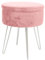 Harbour Housewares Velvet Round Foot Stool with Storage - Pink with Silver Legs - Modern Dressing Table Pouffe Footstool Vanity Seats Vanity Chairs Footstools for Living Room, Bedroom