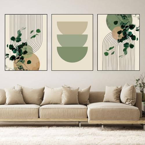 WZXGHE Abstraktes Bild,Aesthetic Grüne Pflanze Bilder,bohemian Poster Set,Moderne Grünpf Pflanzemuster Wand Bilder, Wohnzimmer Schlafzimmer Deko Poster, Ungerahmt (A, 3x30x40cm, Ungerahmt)