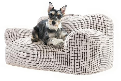 BNCKTRD Modernes Hundesofa für kleine Hunde und Katzen, Super Flauschig Hundecouch Katzensofa Bett Hundebett hoch mit Rückenlehne für kleine Hunde, Katzen und alle kleinen Haustiere Waschbar