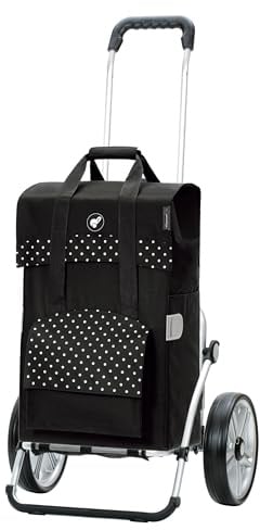 Andersen Einkaufstrolley - klappbar - 50 Liter | Aufhängung für Einkaufswagen - belastbar 50 kg - Aluminium - Trolley - Kugellager-Rad Ø 25 cm - Royal Shopper Polly schwarz