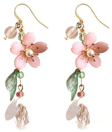 white flower dangle earrings for women pearl flower earrings white floral earrings spring earrings gold earrings for girls women bride wedding jewelry gift 70798131 (as flower,, Plastic, No Gemstone