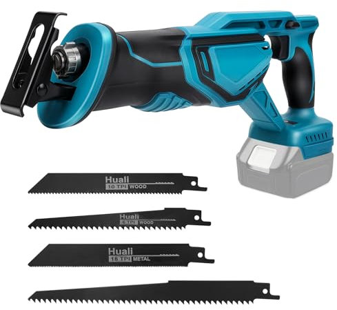 Akku Säbelsäge kompatibel mit Makita 18V, mit 4 Sägeblättern, 3200 U/min, elektrische Holzsäge mit variabler Geschwindigkeit zum Schneiden von Holz, Metall und PVC (ohne Akku)