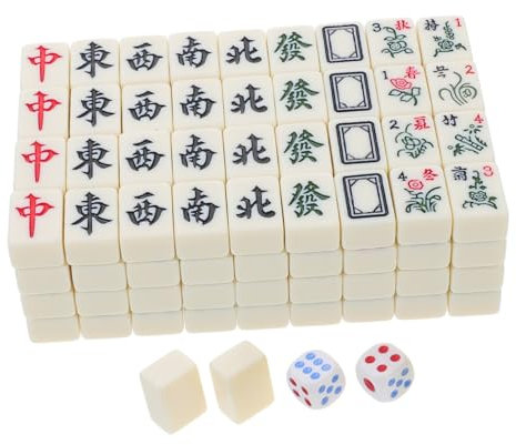 KONTONTY Tragbares Mini-Mahjong Würfeln Chinesisches Mahjong-spielset Für Reisen Und Familienfeiern Leicht Und Robust
