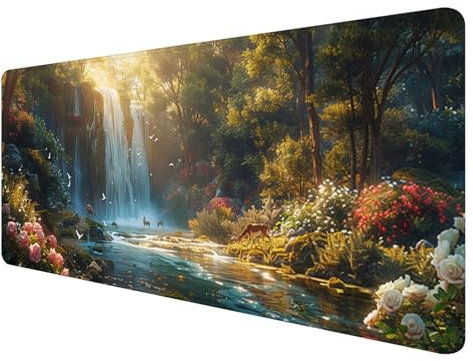 Gaming Mauspad XXL 900 x 400 mm, Fallen Mauspad Groß mit Vernähten Kanten, Gaming Mousepad Sommer mit Verbessert Präzision und Geschwindigkeit, Mousepad XXL Wasserdicht für Gaming, Büro, Zuhause X-4