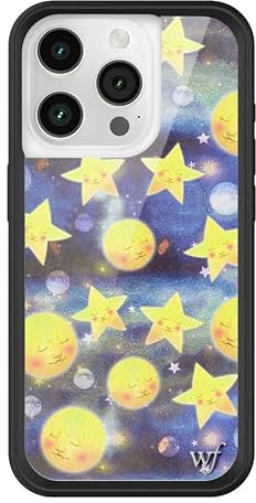 Wildflower Himmlische Träume, kompatibel mit Apple iPhone 15 Pro, Sky Moon Galaxy Night Star, niedlich, trendig, schützender schwarzer Bumper, 1,2 m Falltest-Zertifiziert, kleines Unternehmen für