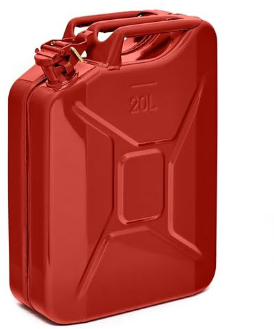 BW© Jerrican en métal pour carburant - 20 l - Rouge - RAL 3000 - Certifié TÜV et homologation ONU - Fabriqué en Europe