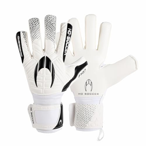 HO Soccer Guerrero Pro Justice NG White Goalkeeper Gloves, Unisex Adult, White/Black 9.5