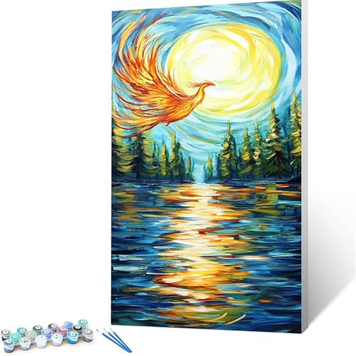 Malen Nach Zahlen Kinder ab 8 9 10 Jahre Mädchen Phönix Malen Nach Zahlen Erwachsene Malen-Nach-Zahlen Spiele für Erwachsene, Paint by Numbers Geschenke für Frauen Deko Wohnzimmer Baum 100x200cm M/5-F