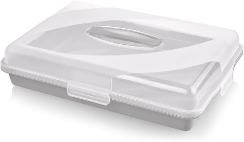 Best House | Plastic Cake Storage Box | WHITE | 1Pc | BPA Free | Cake and Pastry Carrier With Handle | Rectangular Lockable Food Container - L 45cm x W 31cm x H 10cm, Pack of 1