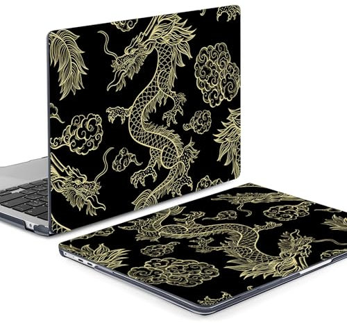 QCzyc Compatible with MacBook Air 15 inch Case M4 2025 2024 2023 Release A3241 M3 A3114 M2 A2941 Durable Plastic Shell Case with Keyboard Cover & Mac OS Keyboard Sticker (Dragon)