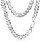 Amberta Solid 925 Sterling Silver Men Cuban Chain Necklace, Italian Miami Chunky Thick Curb Link Gift: 7.9 mm Silver Necklace for Men 26 inch